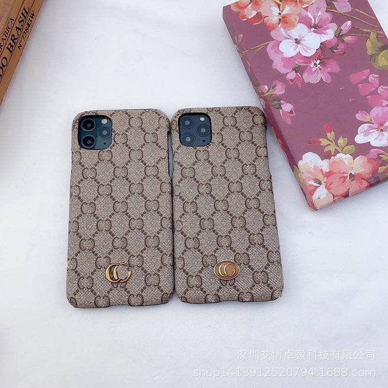 Coffee GG Monogram Phone Case with Card Holder LX081 for iPhone 16 Pro Max - yTagCase