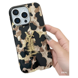 Cheetah Print Shockproof Phone Case with military-grade durability and stylish leopard design for iPhone 14 Plus, perfect for fashion lovers.