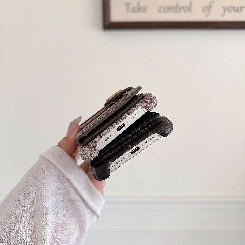 Brown LV Element Phone Case with Card Holder LX068 for iPhone 15 Pro Max - yTagCase