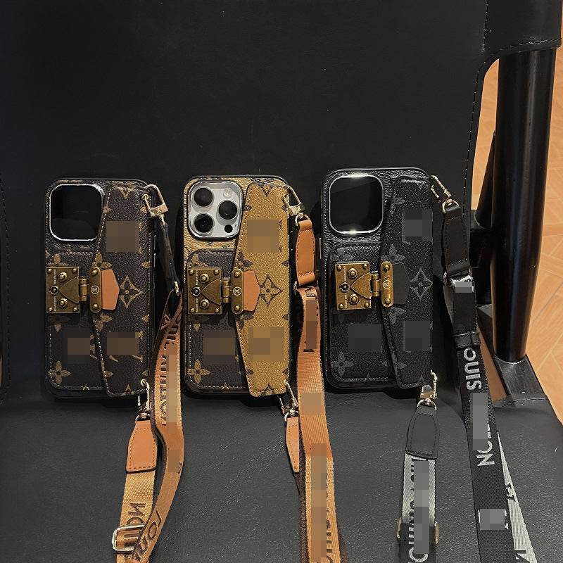 Black LV Element Crossbody Wallet Phone Case for iPhone | LX028 - yTagCase