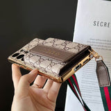 Cream GG Crossbody Wallet Phone Case for iPhone 16 Pro Max | Luxury LX099 - yTagCase