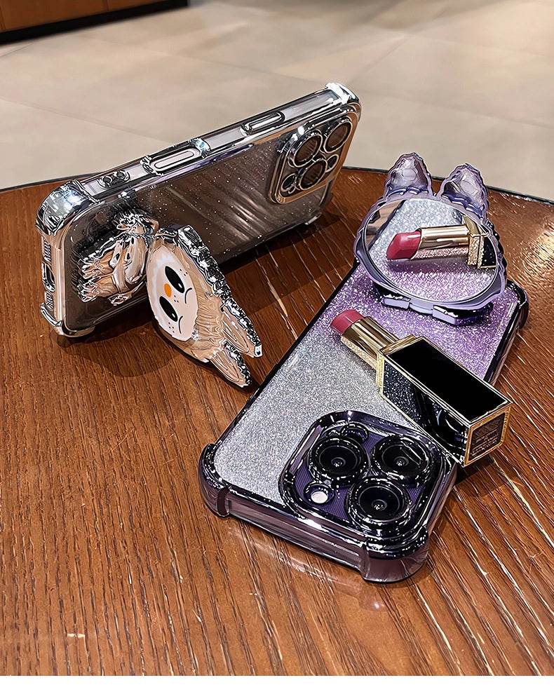 Sky Blue Labubu Mirror Stand Phone Case with Lens Protector & Full Protection Bumper - LB004 - yTagCase