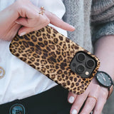 Fashionable leopard print phone case with shockproof TPU material for iPhone 14 Plus and Samsung S24 Ultra - bold animal pattern
