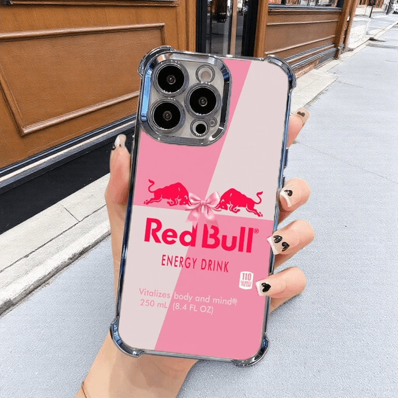 Pink Red Bull Phone Case Durable Shockproof Protective Cover for iPhone Samsung Google RB06 - yTagCase