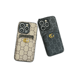 Brown GG Pattern Phone Case with Card Holder | Luxury Aesthetic for iPhone 16 Pro Max | LX087 - yTagCase