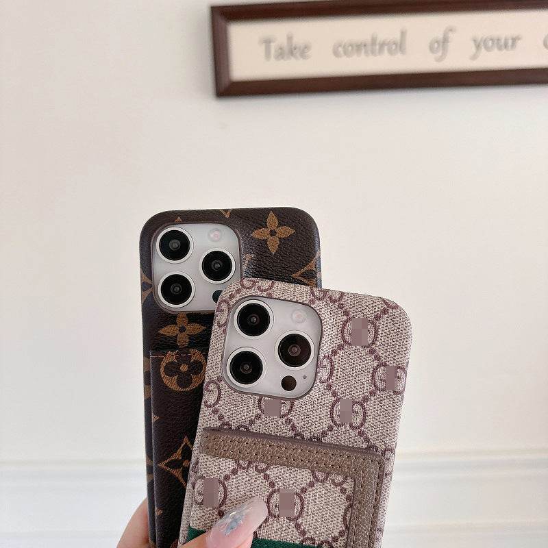 Beige GG Element Card Wallet Phone Case LX069 for iPhone 16 Pro Max - yTagCase