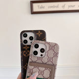 GG Element Phone Case with card holder and full-body protection for iPhone 16 Pro Max nostalgic vibes crossbody