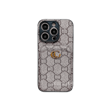Brown GG Pattern Phone Case with Card Holder | Luxury Aesthetic for iPhone 16 Pro Max | LX087 - yTagCase