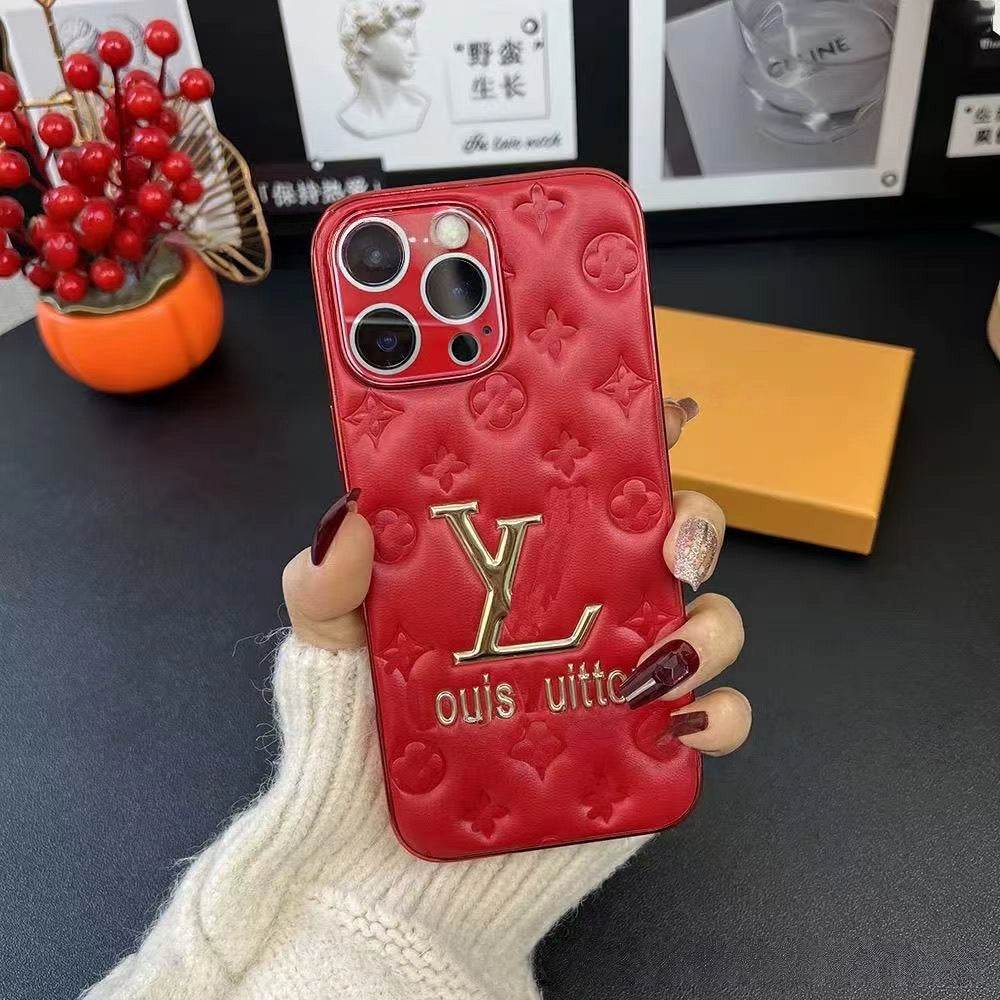 Silver LV Element Phone Case for iPhone with fade-resistant coating and luxe leather aesthetic statement piece
