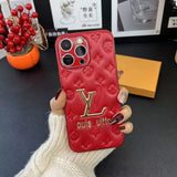 Silver LV Element Phone Case for iPhone with fade-resistant coating and luxe leather aesthetic statement piece