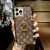 Beige LV Trunk Series Phone Case with Stand luxury replica blending nostalgia and modern elegance hands-free convenience for binge-watching