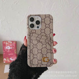 Brown GG Element Phone Case with Card Holder for iPhone 16 Pro Max | LX085 - yTagCase