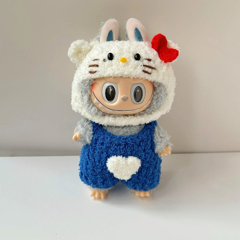 Blue Labubu Kitty Outfit Set for 17cm Labubu doll