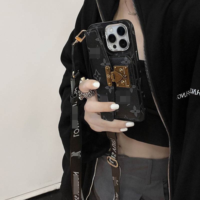 Black LV Element Crossbody Wallet Phone Case for iPhone | LX028 - yTagCase