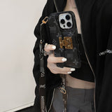Sleek crossbody wallet phone case with LV-inspired design and durable materials for a sophisticated vibe