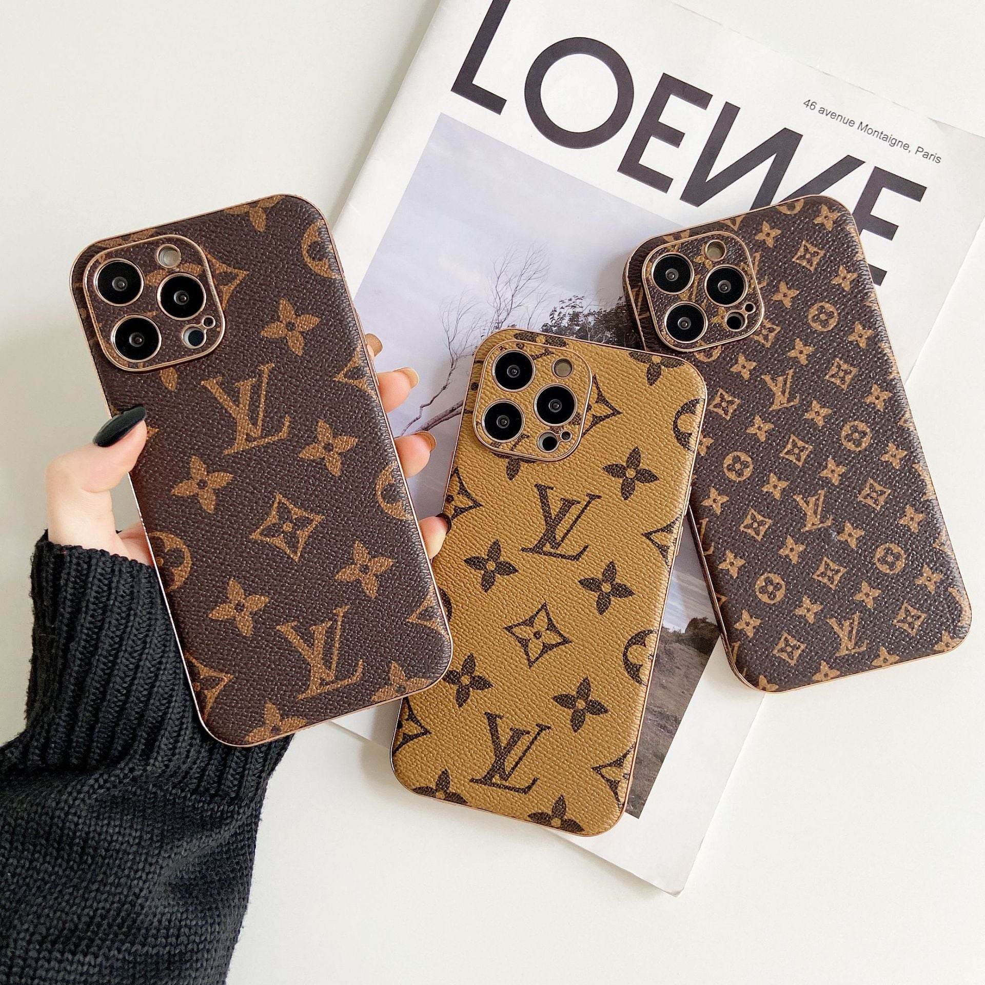 Khaki LV Inspired Phone Case | Luxury Leather & Metal Finish | LX044 - yTagCase
