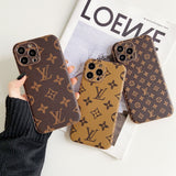 Luxury khaki phone case with LV inspired design and snug fit for iPhone 14 statement piece