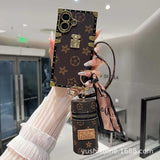 Luxury crossbody phone case with reinforced corners and LV-inspired details for iPhone 16 Pro Max