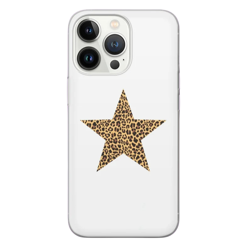 Cheetah print phone case with bold leopard star pattern for iPhone Samsung Google - trendy animal texture protective cover with secure fit