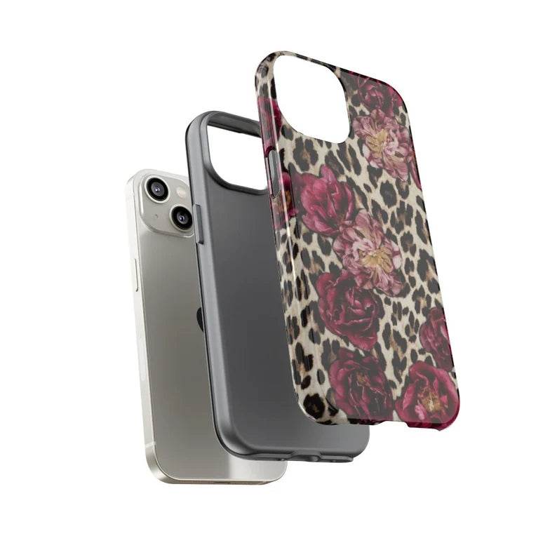 Floral Cheetah Print Phone Case - Trendy Animal Pattern Accessory for Fashion Girls, Compatible with iPhone Samsung Google LP33 - yTagCase