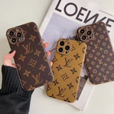 LV-inspired phone case with premium leather and electroplated coating for a statement piece