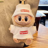 White Labubu doll clothes set with hat and SuperMe style outfit