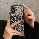 Luxury Cheetah Print Phone Case with Gemstones for iPhone 14 Plus - Trendy Animal Print & Shockproof Full-Back Cover | LP13