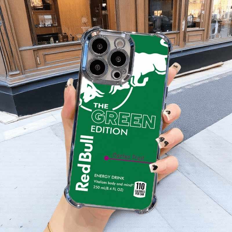 Green Red Bull Phone Case Durable Shockproof Cover with Airbag Corners for iPhone Samsung Google RB14 - yTagCase