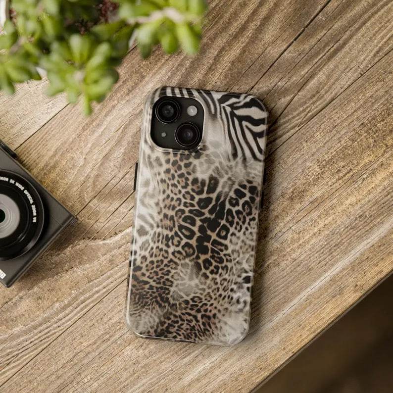 New York Cheetah Print Military Grade Shockproof Phone Case - Durable Animal Texture Protective Cover for iPhone 14 Plus/Samsung S24 Ultra LP38 - yTagCase