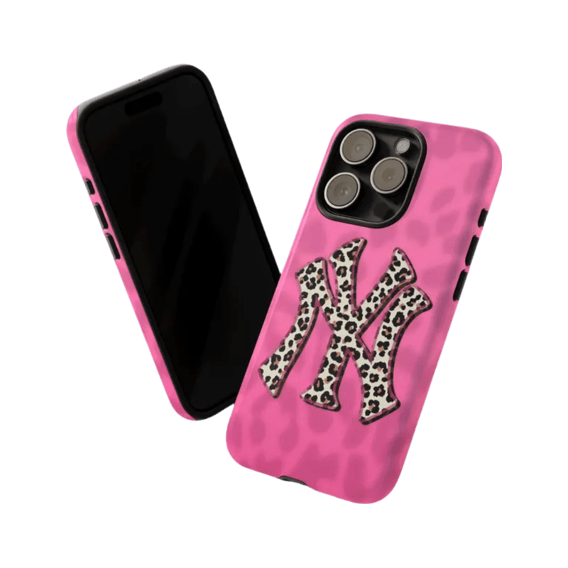 Pink NYC Cheetah Print Durable Phone Case - Military Grade Protection with Animal Texture for iPhone 14 Plus & Samsung S24 Ultra LP36 - yTagCase