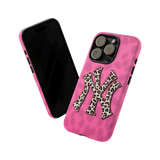 Animal Texture Pink Cheetah Print Phone Case - Shockproof & Stylish for iPhone 14 Plus and Samsung S24 Ultra