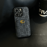 Black GG Card Slot Luxury Phone Case for iPhone 17 Pro Max | LX109 - yTagCase