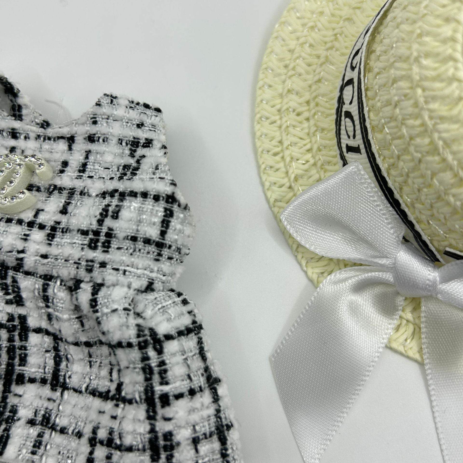 Silver Labubu Gucci-Inspired Doll Outfit Set - 17cm Labubu Clothes + Hat LBC013 - yTagCase