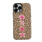 Pink Floral Cheetah Print Phone Case with Tiger Lily Design for iPhone 14 Plus - Unique Floral Cheetah Pattern & Durable TPU Protection