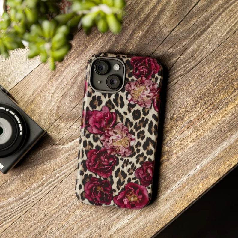 Floral Cheetah Print Phone Case - Trendy Animal Pattern Accessory for Fashion Girls, Compatible with iPhone Samsung Google LP33 - yTagCase